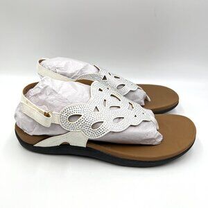 10W 10 WIDE WIDTH Rockport Ridge Sling‎ White Jeweled Lasercut Sandals Shoes